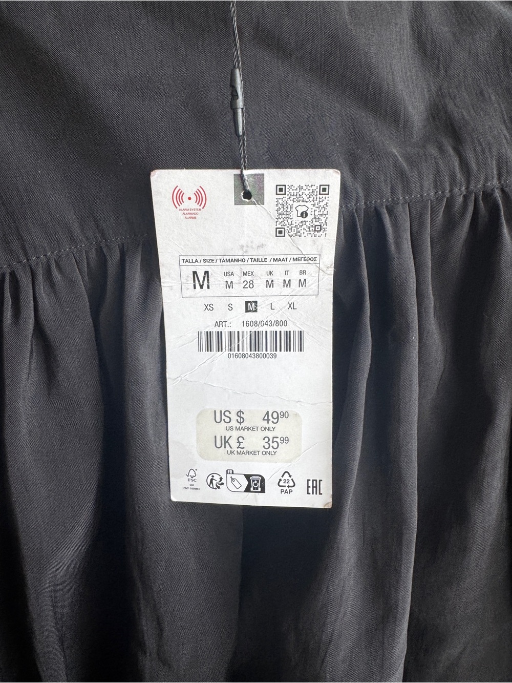 Zara Black Bubble Hem Mini Skort Size M NWT Balloon Puff Skirt With Shorts - Picture 7 of 12
